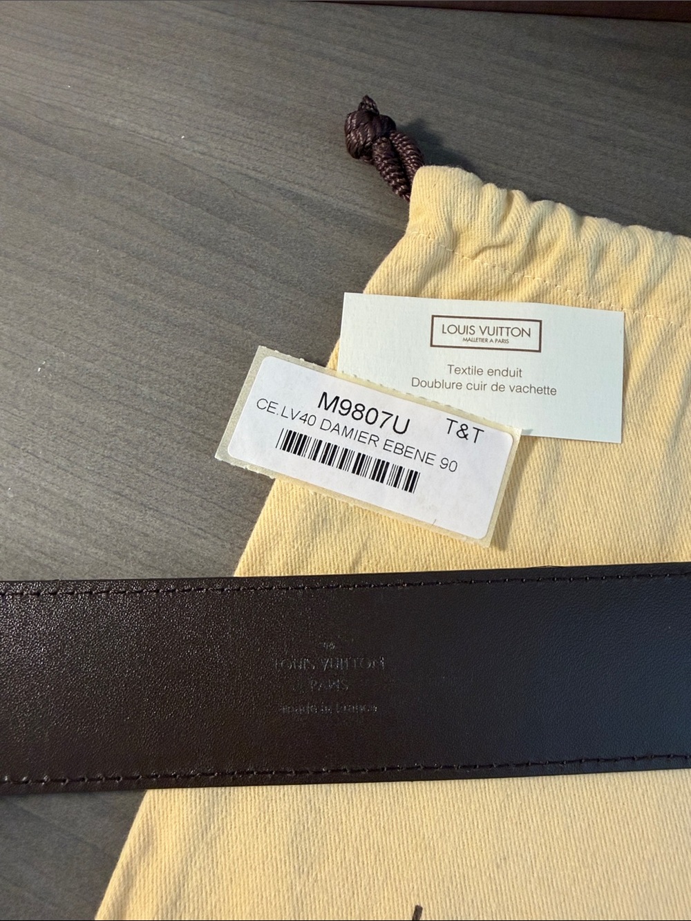 Louis Vuitton Brown Damier Belt with LV monogram Buckle - Picture 4 of 7